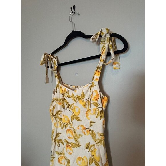 Urban Outfitters Lemon Yellow Linen Summer Ruffle Medium Tie Shoulder Mini Dress - Picture 8 of 15